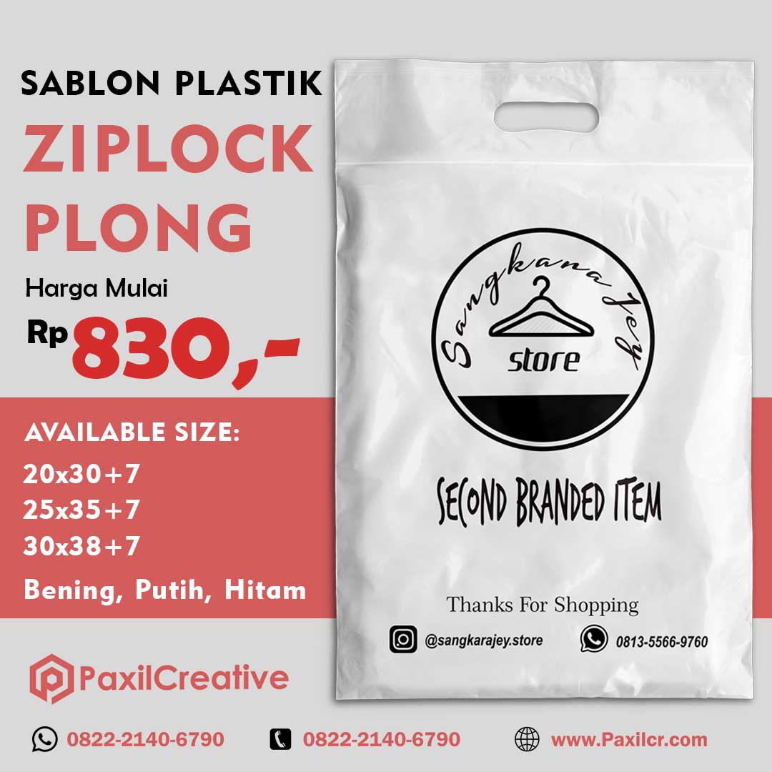 Sablon Plastik Klip Pond Persegi/ Ziplock Bag
